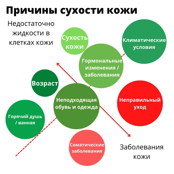 Причины сухости кожи